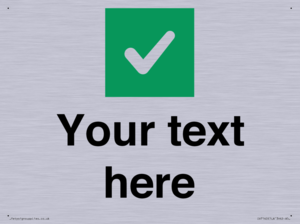 Custom plain background, green square with tick sign